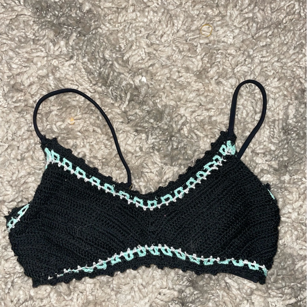 Black crochet bikini top